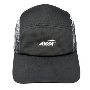 Avia Strapback 5 Panel Hat Black One Size Embroidered Camo Trim Outdoor